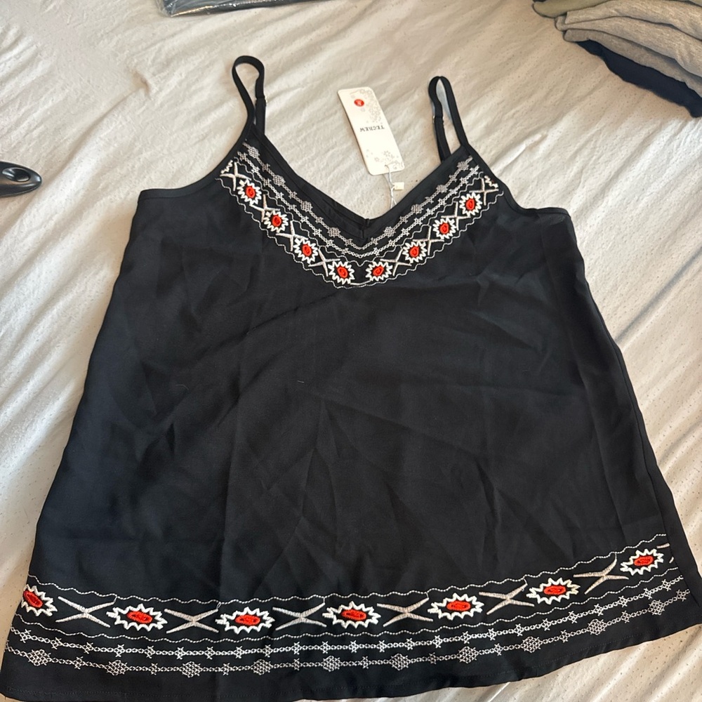 Elegant Black Embroidered Camisole